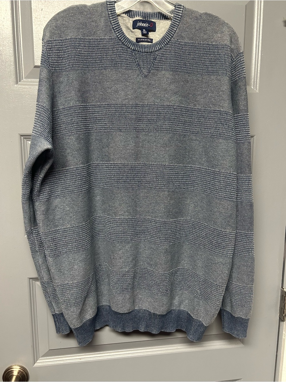 JOHNNIE -O HESTER Tone on tone stripe cotton blend chambray sweater size XL